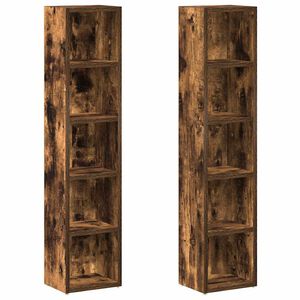 vidaXL CD-kasten 2 st 21x16x93,5 cm bewerkt hout gerookt eikenkleurig