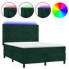 vidaXL Boxspring met matras en LED fluweel donkergroen 140x190 cm