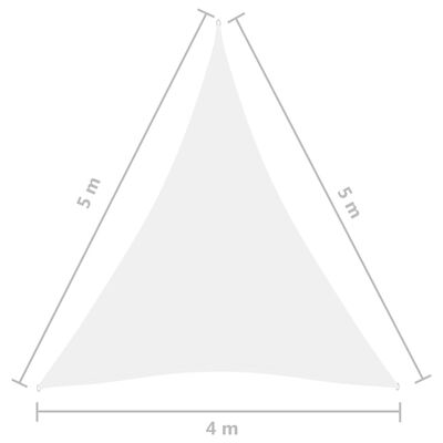 vidaXL Zonnescherm driehoekig 4x5x5 m oxford stof wit