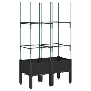 vidaXL Plantenbak met latwerk 80x40x142,5 cm polypropeen zwart