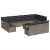 vidaXL 14-delige Loungeset met kussens poly rattan grijs