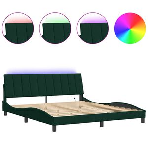 vidaXL Bedframe met LED zonder matras "Hanko" fluweel donkergroen 180x200 cm