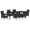 vidaXL Tuin eettafelset 7 st Zwart poly rattan