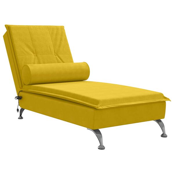 vidaXL Massage chaise longue met bolster fluweel geel