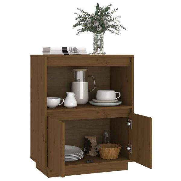 vidaXL Dressoir 60x34x75 cm massief grenenhout honingbruin