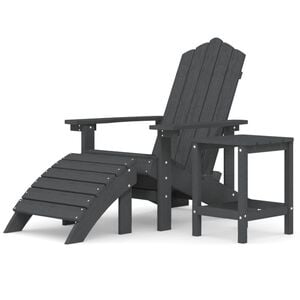 vidaXL Tuinstoel Adirondack met voetenbank tafel HDPE antracietkleurig
