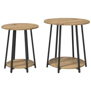 vidaXL Bijzettafelset 2 st Artisan Eiken en Zwart 50 x 50 x 51 cm