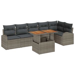 vidaXL Tuin Sofa Set met opslag 7 pcs Grijs Poly riet