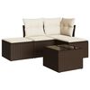 vidaXL 5-delige Loungeset met kussens poly rattan bruin