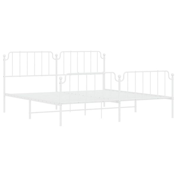 vidaXL Bedframe met hoofd- en voeteneinde&nbsp;metaal wit 200x200 cm