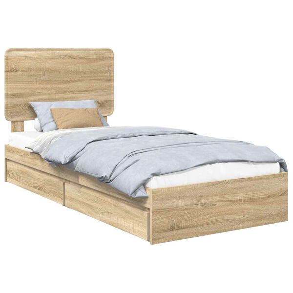 vidaXL Opslag bed met lade Sonoma Eiken 100 x 200 cm Bewerkt hout