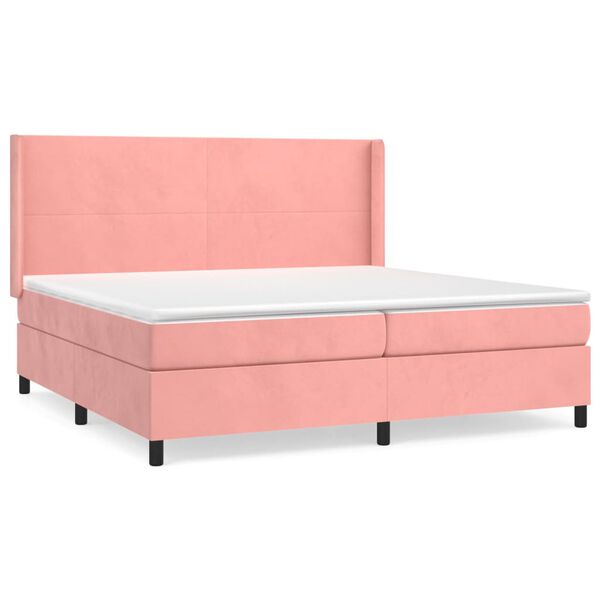 vidaXL Boxspring met matras fluweel roze 200x200 cm