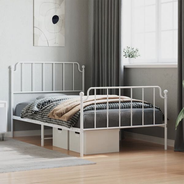 vidaXL Bedframe met hoofd- en voeteneinde&nbsp;metaal wit 107x203 cm