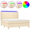 vidaXL Boxspring met matras en LED stof cr&egrave;mekleurig 160x200 cm