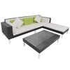 vidaXL 4-delige Loungeset met kussens poly rattan zwart