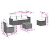 vidaXL 6-delige Loungeset met kussens poly rattan grijs