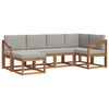 vidaXL Buiten bankenset met kussen 6 pcs Natuurlijk en Lichtgrijs
