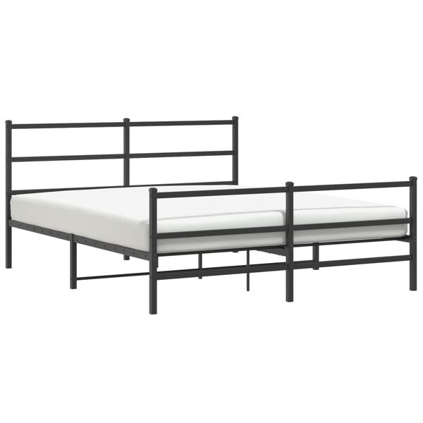 vidaXL Bedframe met hoofd- en voeteneinde metaal zwart 150x200 cm
