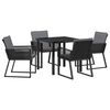 vidaXL Tuin eettafelset 5 st Zwart Gepoedercoat staal