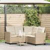 vidaXL Tuinbank met tafel en kussens L-vormig beige poly rattan