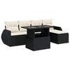 vidaXL 6-delige Loungeset met kussens poly rattan zwart