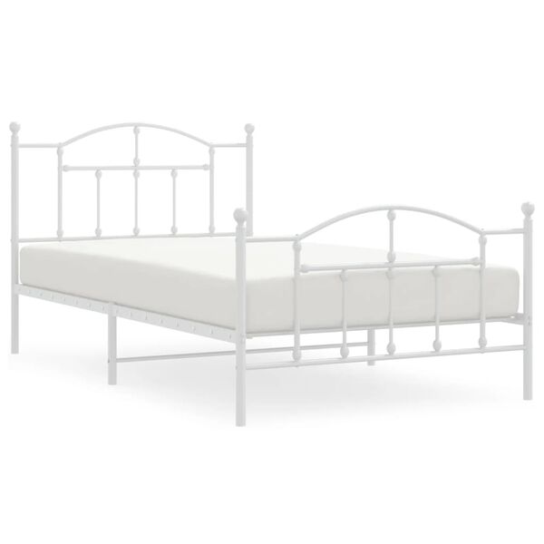 vidaXL Bedframe met hoofd- en voeteneinde metaal wit 107x203 cm