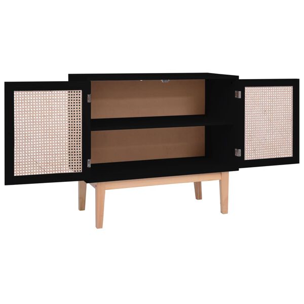 vidaXL Dressoir 88,5x40x80 cm MDF en rattan zwart