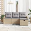 vidaXL Tuin Sofa Set met kussen met opslag 4 pcs Beige Poly riet