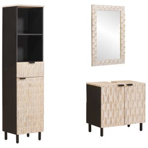 vidaXL Badkamer Sets 3 pcs Witte Was Afwerking Massief Mango Hout