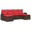 vidaXL Bankstel 6 st 6-Aantal zitplaatsen Bruin en Rood poly rattan