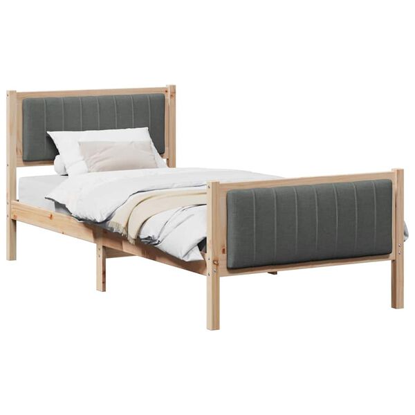vidaXL Bedframe Bruin en donkergrijs 90 x 190 cm Massief grenenhout