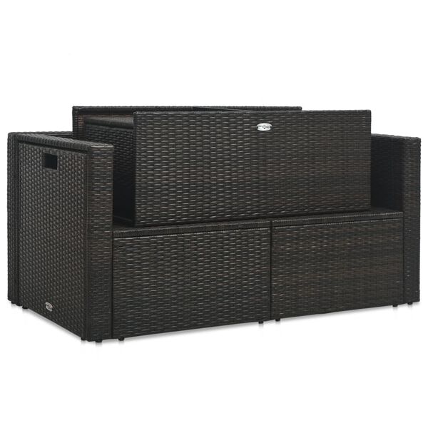 vidaXL 6-delige Loungeset met kussens poly rattan bruin