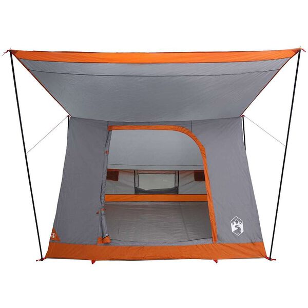 vidaXL Camping Tent met dak Grijs en Oranje 223 x 163 x 130 cm taft