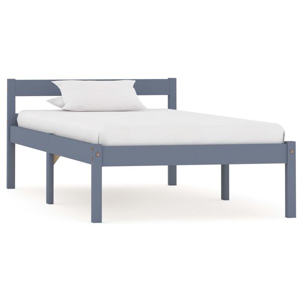 vidaXL Bedframe massief grenenhout grijs 100x200 cm