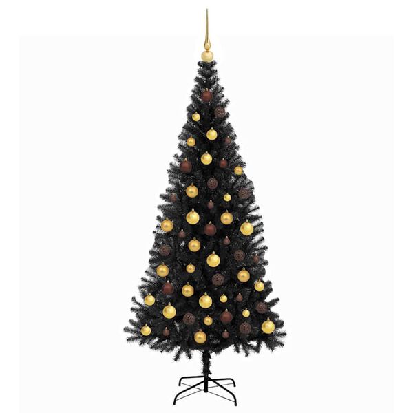 vidaXL Kerstboom met 300 LED met standaard Zwart 180 cm PVC