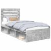 vidaXL Bedframe met hoofdeinde Beton 90 x 200 cm Massief grenenhout
