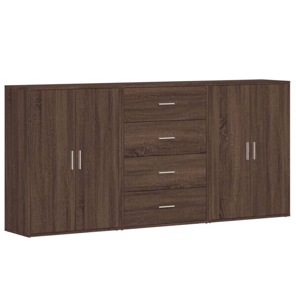 vidaXL Dressoirs 3 st 60x31x84 cm bewerkt hout bruin eikenkleurig