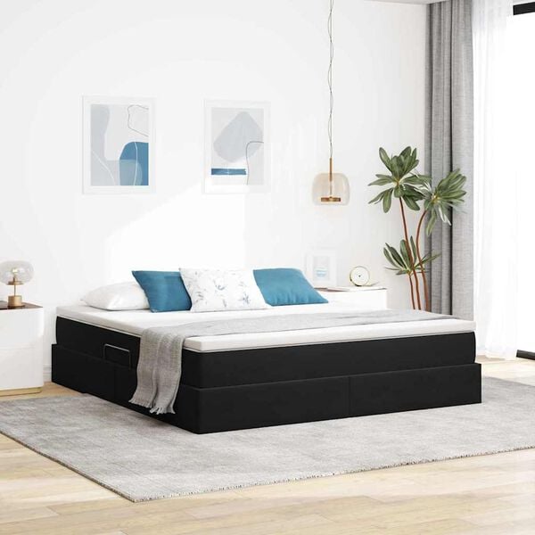 vidaXL Opbergbed met matras met matras Zwart 160 x 200 cm Fluweel