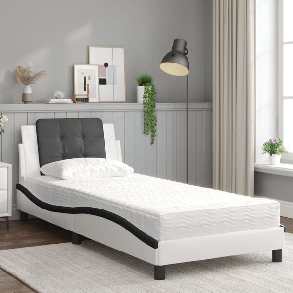 vidaXL Bedframe zonder matras "Zadar" kunstleer zwart en wit 80x200 cm
