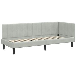 vidaXL Hoekbedframe met hoofdeinde Lichtgrijs 80 cm x 200 cm Fluweel