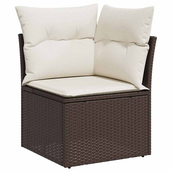 vidaXL Tuin Sofa Set met kussen 7 pcs Bruin en Cr&egrave;me poly rattan