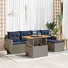 vidaXL 6-delige Loungeset met kussens poly rattan grijs