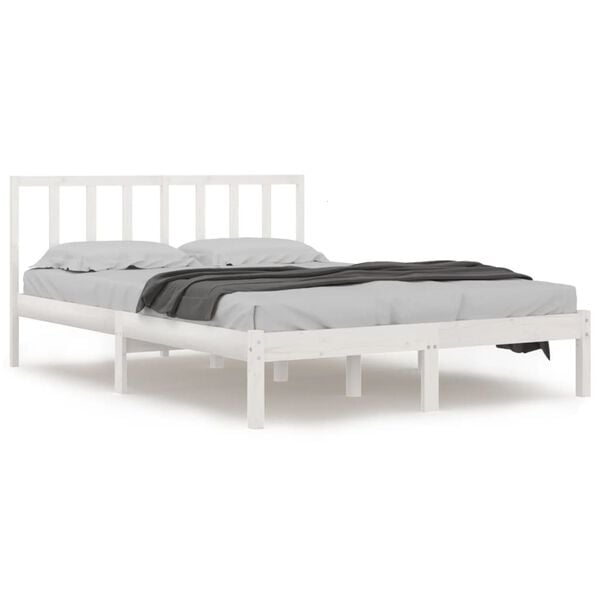 vidaXL Bedframe massief grenenhout wit 140x200 cm