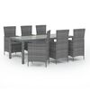 vidaXL 7-delige Tuinset met kussens poly rattan grijs