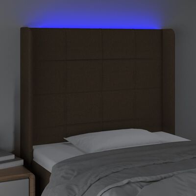 vidaXL Hoofdbord LED 93x16x118/128 cm stof donkerbruin