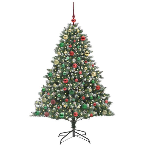 vidaXL Kunstkerstboom met 300 LED Groen 180 cm PVC en Plastic en Staal