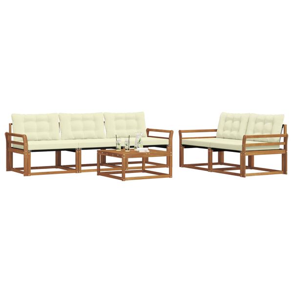 vidaXL Buiten bankenset met kussen 6 pcs Natuurlijk en Cr&egrave;me