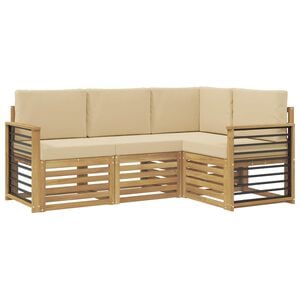 vidaXL Sofa-Sets 4 pcs Wit en Beige 187,5 x 128,5 x 73 cm Polyester
