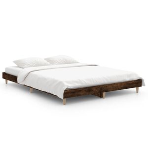 vidaXL Bedframe bewerkt hout gerookt eikenkleurig 135x190 cm