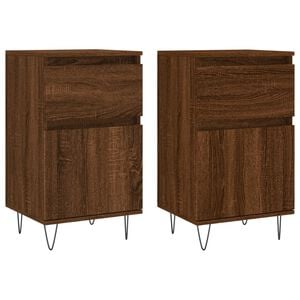 vidaXL Dressoirs 2 st 40x35x70 cm bewerkt hout bruin eikenkleur